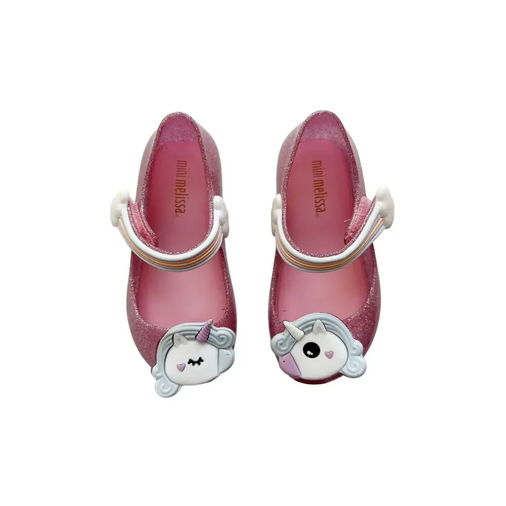 Mini Melissa Unicorn Pink Sparkle Ultragirl Flats Size 7